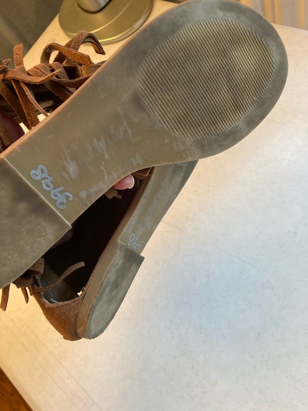 Steve Madden Fringe Suede Moccasin Sandals - Brown - Picture 8 of 10